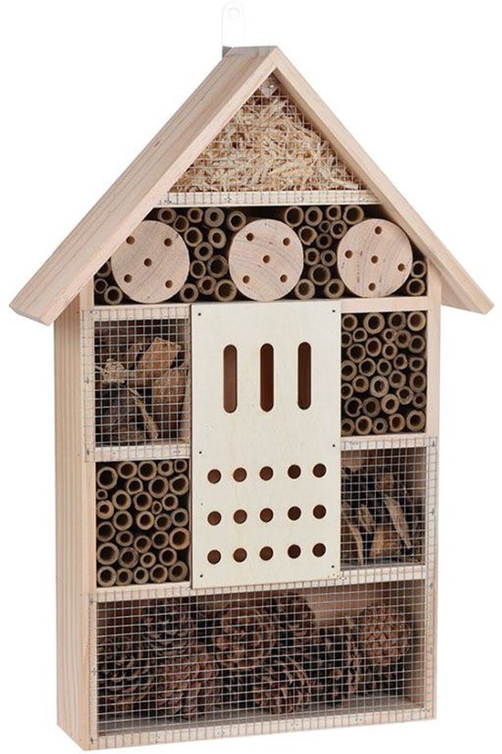 Groot vlinderhuis/bijenhuis/wespenhotel voor insecten 51 cm - Tuindecoratie - Diervriendelijk - Hotel/huis voor insecten - Lieveheersbeestjehuis