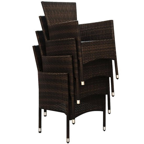 Casaria Polyrattan Tuinset – Tafel 6 Stoelen & Kussens – Bruin