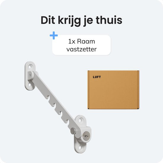 Raam vastzetter - Slot - Beveiliging - Deur - Begrenzer - Grendel - Windhaak - Uitzetter - Voor buiten en binnen - Kajuithaak - Wegdraaibaar - Wit - Luft