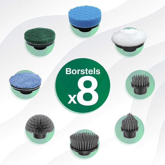 GoScrub® Elektrische Schoonmaakborstel Met Steel – Hero V1 – Zwart – 8 Opzetstukken