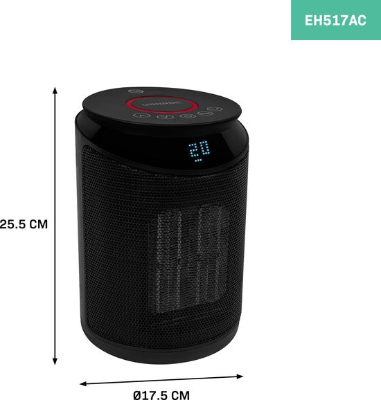 VONROC Elektrische kachel - ventilatorkachel - 1000W/2000W - keramisch - 3 standen - zwenkfunctie - LED display - thermostaat en timer - 20m2