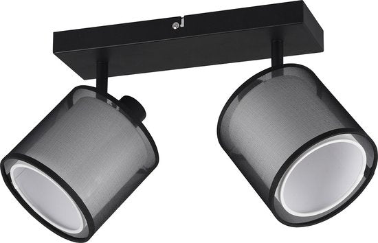 Trio leuchten - LED Plafondspot - Plafondverlichting - E14 Fitting - 2-lichts - Rechthoek - Zwart - Aluminium