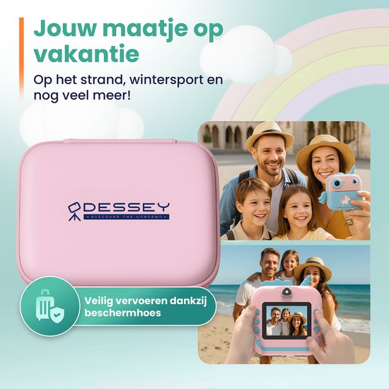 ODESSEY Kindercamera met Printer - Full HD - Selfie Camera - 32GB SD Kaart - Foto - Video - Spelletjes - Digitale Camera Kinderen - Fototoestel voor kinderen - Eenhoorn