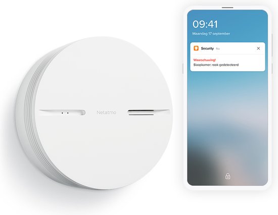 Netatmo Slimme Wi-Fi Rookmelder - Draadloos - Wit - Ø 10 cm