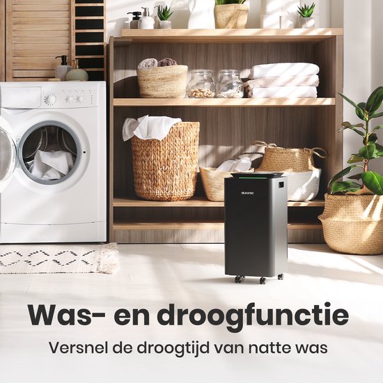 Auronic Luchtontvochtiger en Luchtreiniger - Pro Series - 12L per dag - Was-droog functie - Slaapkamer, Badkamer en Woonkamer - Vochtvreter voor in Huis - Zwart