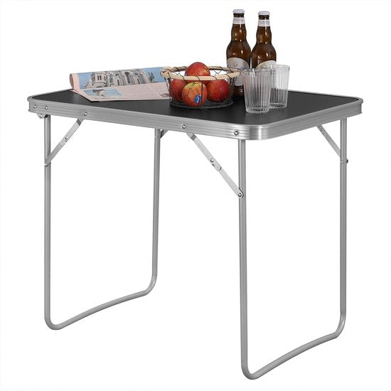 Klaptafel - Draagbaar bureau - Compacte standaard - Inklapbaar oppervlak - Reiswerkstation - Lichtgewicht bord - Eenvoudig op te zetten plaat - Zwart - 70x60x50 cm