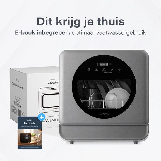 Skoov Mini Vaatwasser met waterreservoir - 5 couverts - 6 wasprogramma's - 45cm - Kleine smalle vrijstaande afwasmachine - Camping - Grijs