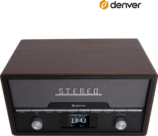 Denver DAB Radio CD Speler - Retro Radio - Bluetooth - DAB+/ FM - CD - MDA525 - Darkwood