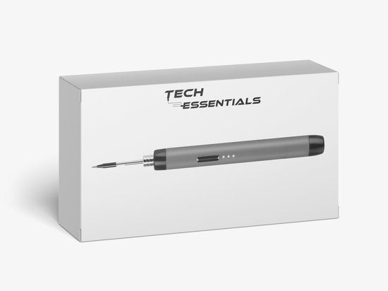 Tech Essentials Draadloze Soldeerbout - 8W - USB-C - Met Tin - Kit - Fijnsoldeerwerk - Pen - Accu - Soldeerset - Solder - Grijs