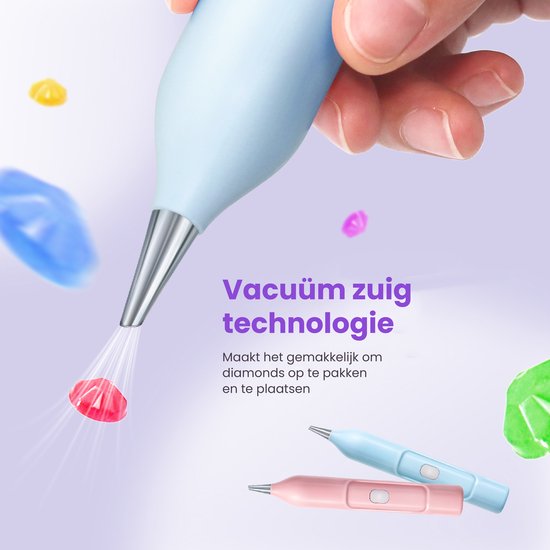 Rubye® – Elektrische Diamond Painting Pen – Met Vacuümtechniek – Oplaadbaar via USB-C – Comfortabel in Gebruik – Voor Ronde en Vierkante Steentjes – Blauw
