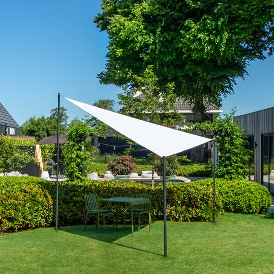 VONROC Premium Schaduwdoek - Driehoek - ∆ 360 cm – Waterafstotend - Wit – Incl. Opbergtas en bevestigingskoord