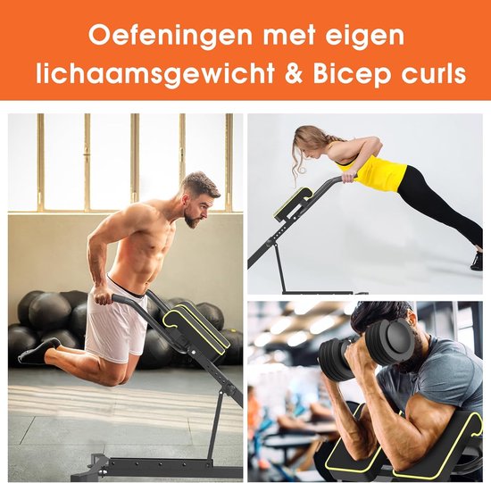 DH FitLife 5-in-1 Hyperextension Roman Chair voor Buik- en Lendetraining, Verstelbaar tot 150 kg, Multifunctionele Bank voor Curls en Gewichten