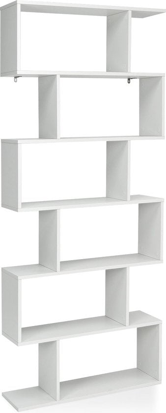 Coast Standregal 6 Niveau S-Vormige BOEKAST BOOKKAST opslag plank houten kleur keuze-blank
