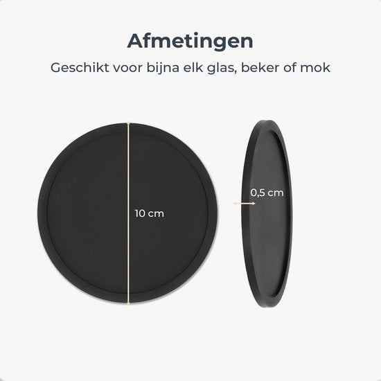 Castagnola Siliconen Onderzetters – Onderzetters voor Glazen – Design Onderzetters met Houder – Onderzettersset – Anti Slip - Set van 12 – Zwart