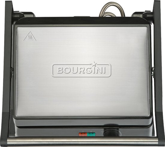 Bourgini Contact Grill Classic - Paninigrill en Tosti ijzer - Anti-aanbaklaag - Zwevend deksel - Grillapparaat - Contactgrill - RVS - BPA vrij