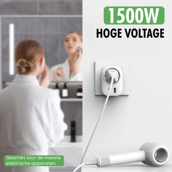 Travelhawk Reisstekker Engeland/UK - Wereldstekker - Wereldstekkers - Reisstekker Type G - USB-C & USB-A - Wit
