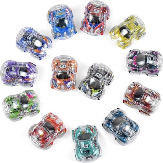 Partizzle 50x Speelgoed Autos - Pull Back Autotjes - Zelfrijdend Auto - Speelgoedauto Uitdeelcadeautjes - Grabbelton Traktatie Cadeautjes voor Kinderen & Peuters - Jongens - 5 cm