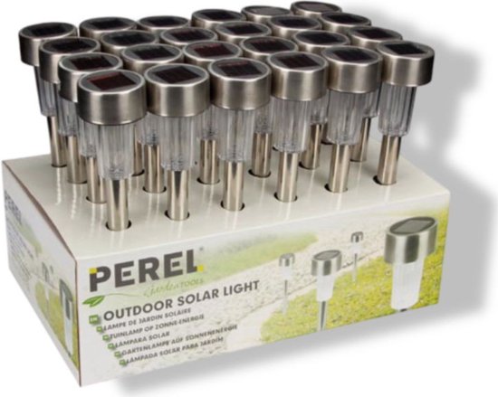 Perel Tuinlamp Solar 37 X 5,5 Cm Rvs Zilver/wit
