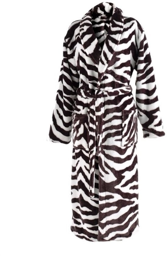 ZoHome Leopard Badjas Lang - Fleece - Maat M - Bruin