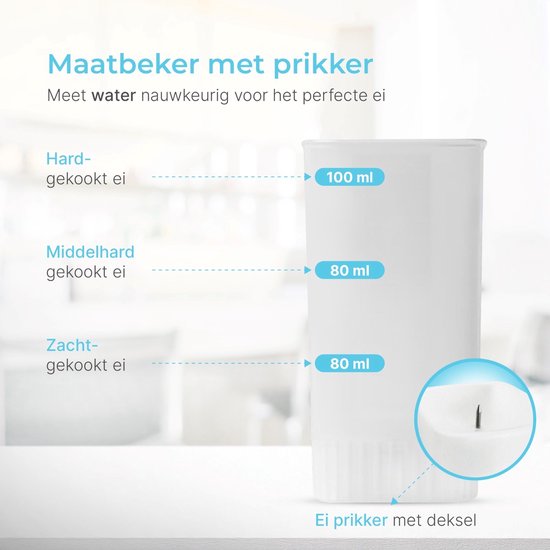 GoodForce Automatische Eierkoker - Met Timer - Met Alarm - 6 Eieren - Elektrisch - Incl. Maatbeker - Incl. eiprikker - RVS - Vaatwasserbestendig