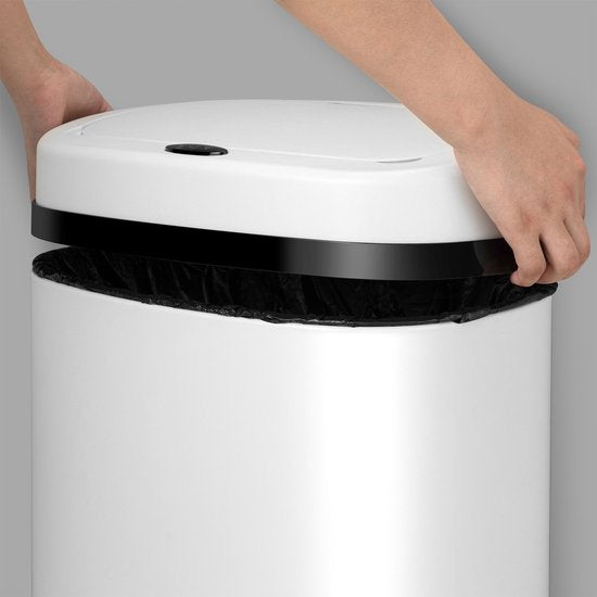 Juskys – Automatische Vuilnisbak Met Sensor – 50 Liter – 40 x 29 x 58 cm – Voorzien Van Bewegingssensor En Touchpanel – Voor Keuken En Kantoor – Wit Gepoedercoat Staal