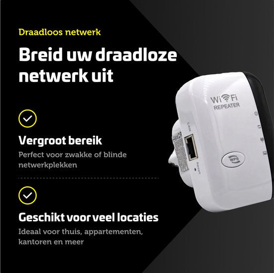 Garpex® WiFi Versterker Stopcontact - Sterk Signaal - 300Mbps - Inclusief Ethernet Kabel - Repeater - 300Mbps