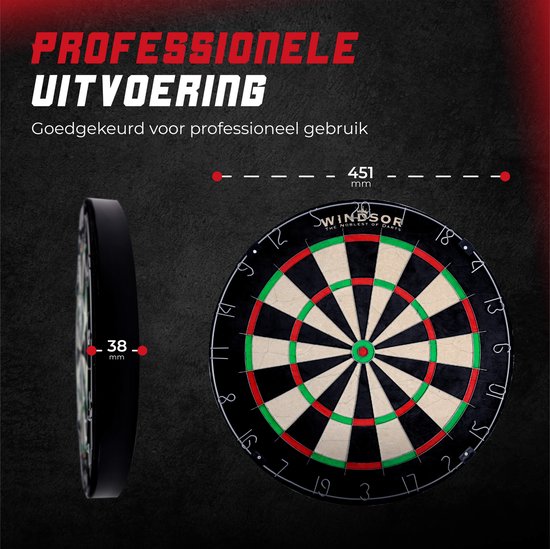Windsor Dartbord met Dartpijlen - Accessoires - Blade Wire - A-Klasse Sisal - Dartboard