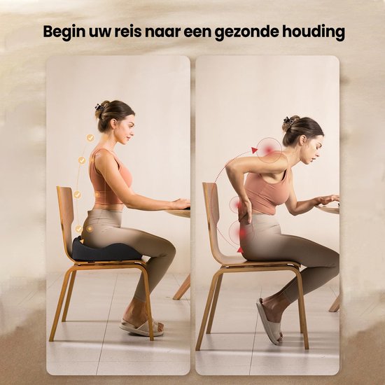 ProtoArc® SC Butterfly Zitkussen – Ergonomisch Orthopedisch Zitkussen – Stoelkussen & Stuitkussen – Memory Foam Wigkussen – Voor Bureaustoel, Auto & Thuis – Ademend & Anti-Slip