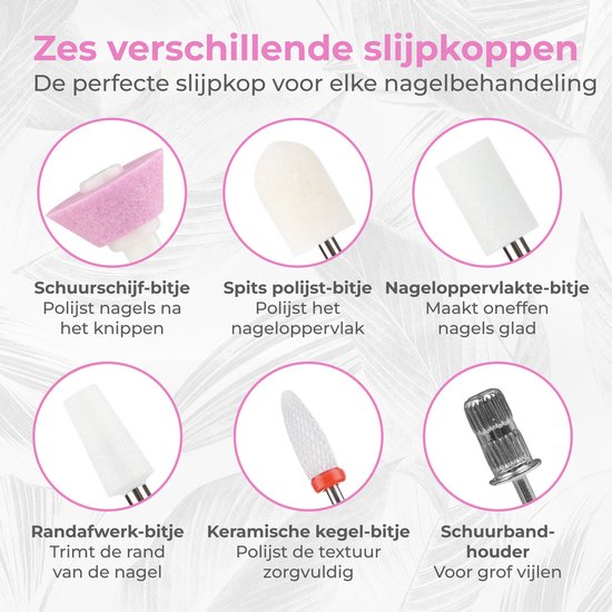 Nuvance Elektrische Nagelvijl - 15000 RPM - Nagelfrees - 12 Bitjes - 40 Schuurrolletjes - Manicure & Pedicure Set
