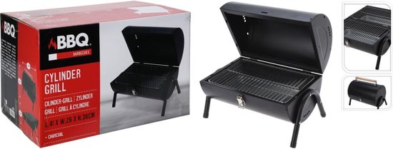 Houtskoolbarbecue - Cilindervorm - Tafelmodel - Mat Zwart