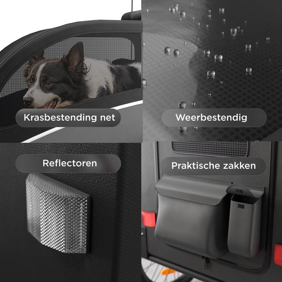 Trevopet® Hondenfietskar - Opvouwbare Fietskar Hond - Hondenkar - Geschikt voor E-Bikes - Tot 40 kg - Voor Middelgrote & Grote Honden - Zwart