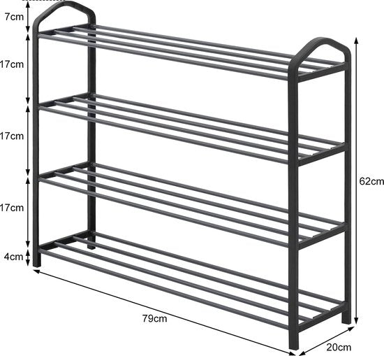 Schoenenrek - Schoenenorganizer - Schoenenstandaard - Schoenenhouder - Schoenenplank - Schoenenopslag - Schoenendisplay - Grijs - 79x19,5x62cm