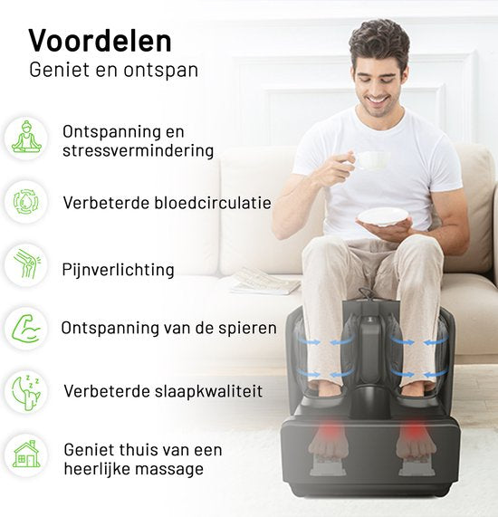 CALMENTA® Voetmassage Apparaat en Beenmassage - Shiatsu - Compressiemassage - Bloedcirculatieapparaat - Voetenbad - Bloedsomloop
