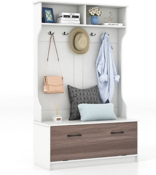 Coast Kapstok met Zitbank - Modern - Max. 90 kg - 100 x 40 x 160 cm - Wit