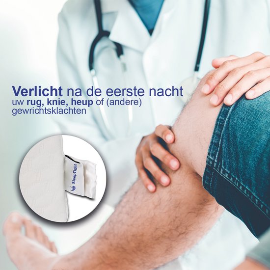 Sleeptight Orthopedisch Kniekussen voor in Bed Zijslapers - Zijslaapkussen - Beenkussen Traagschuim - Ergonomisch Zijslaper Kussen - Met Band - 25cm