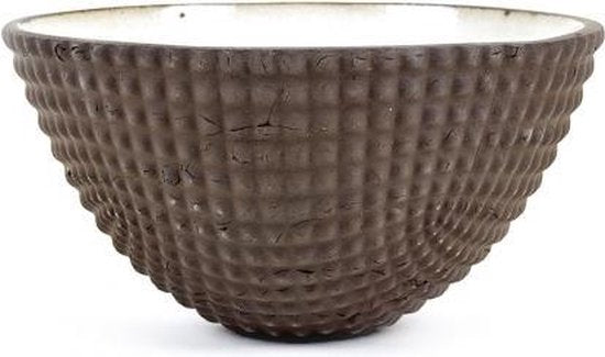 Serax – Grote Kom van Ann van Hoey – 900 ml Inhoud – Met Uniek Keramisch Design – Voor Salades, Pasta of Bijgerechten – Lavabruin Aardewerk