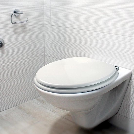 Casaria Wc-bril met Deksel Sluitingsmechanisme Toiletzitting MDF Wit