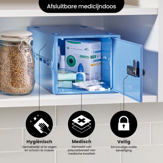 Lockabox One™ Opbergbox met Cijferslot - Afsluitbare Medicijnkast - Polycarbonaat Kluis - Koelkast en Diepvries Proof - 10,5 Liter - 31 x 21 x 17 cm