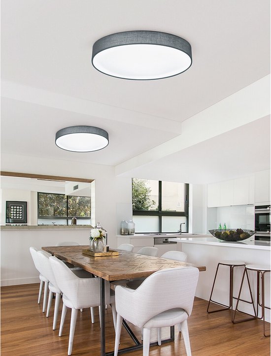TRIO LUGANO - LED Plafondlamp - 42W - Dimbaar & Afstandsbediening - Nachtlampfunctie - Traploos Instelbare Lichtkleur - Plafondmontage - Grijs