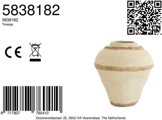 Light & Living pot TIMERGA lichtbruin – Ø45x50 cm