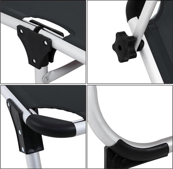 Casaria Ligstoel Malta Comfort – met Zonnedak 210 cm - Antraciet