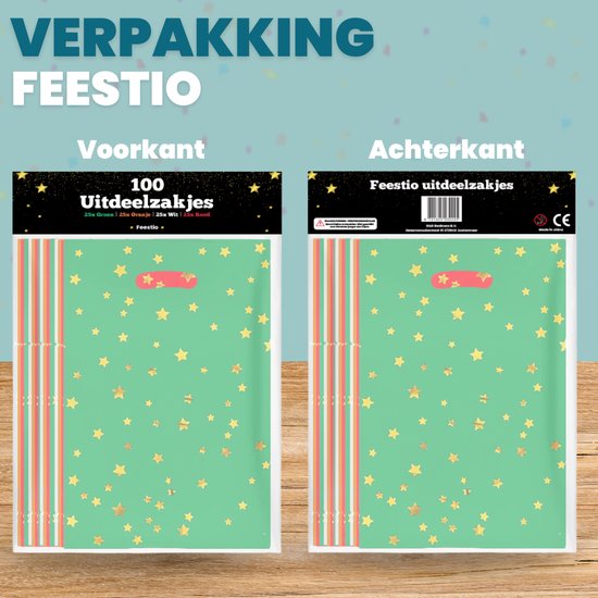 Feestio Uitdeelzakjes 100 Stuks - 17 x 25 cm - Snoepzakjes - Traktatie Zakjes Kinderfeestje - Cadeauzakjes Cadeautasjes - Verjaardag