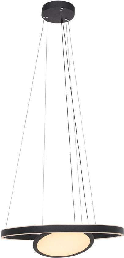 Steinhauer hanglamp Ringlux - zwart - metaal - 60 cm - ingebouwde LED-module - 3514ZW