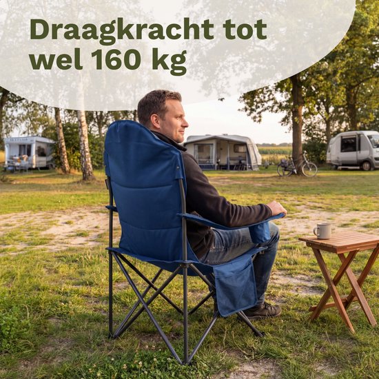 TRVLMORE Campingstoelen XXL - Opvouwbaar - 2-Pack - 160KG Draagvermogen - Incl. Draagtas - Klapstoel - Visstoel - Kampeerstoel - Vouwstoel - Blauw