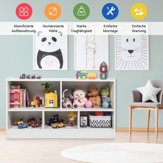 Coast speelgoedkast voor kinderen gemaakt van houten plank voor kinderen voor kinderen 111 x 30 x 61,5 cm wit