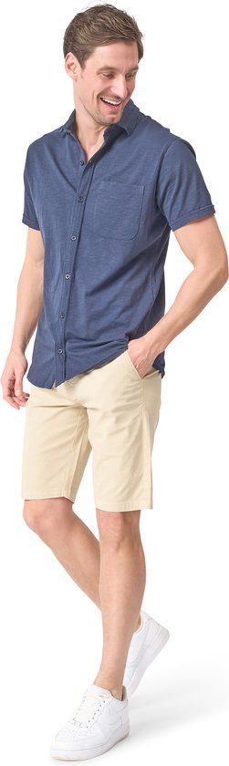 Mario Russo Korte Mouwen Overhemd - Overhemd heren - Polo Shirt Heren - t shirt heren - M - Navy