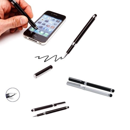 Stylus pen | Set van 4 | 2-in-1 Pen | Zwart & Zilver | Multifunctioneel