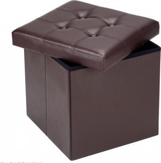 Casaria Poef met Opbergruimte - 40x40x40cm 40L Kunstleer – Bruin