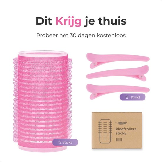 Krulspelden - 12 pack - Incl. 8 klemmen - Kleefrollers - Zelfklevend - Heatless Curls - Haar - Rollers - Hair curler - Krullen zonder hitte - Groot