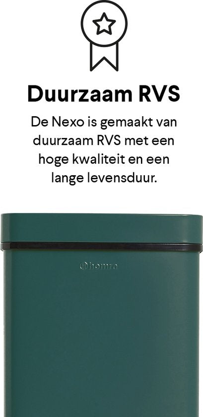 Homra NEXO Prullenbak Afvalscheiding 3 vakken - 72 Liter (2x12 + 48 L) met infrarood Sensor - Design Trio Afvalemmer RVS - Groen - Afvalscheidingsprullenbak - Keuken Afvalemmer - Petrol Groene Recycle Afvalbak - Hygiënisch - Kantoor - Elektrisch